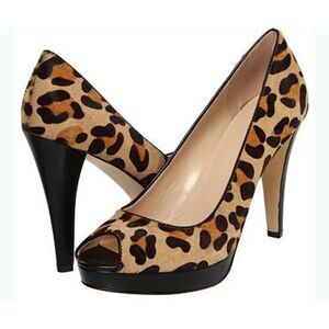 Calvin Klein Sandie Animal Leopard Print Platform Peep Toe Pumps, Stilleto Heels
